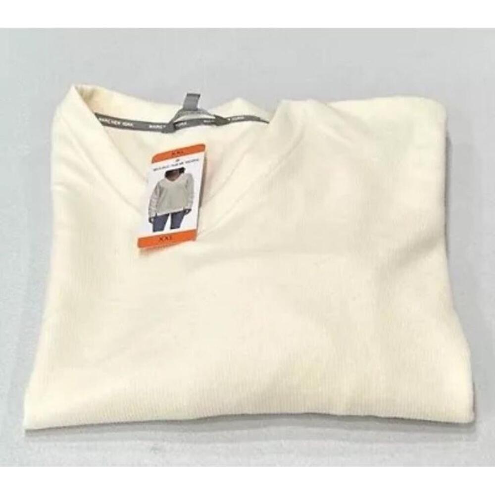 Marc New York V Neck Textured Long Sleeves Sweatshirt Size S Cream E9